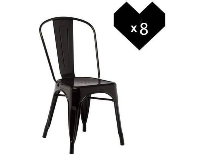 Lot de 8 Chaise de Salle à Manger rétro Chaise de Style Industriel Chaise de Restaurant Chaise Bistro (Noir-85 x 45 x 45 cm)