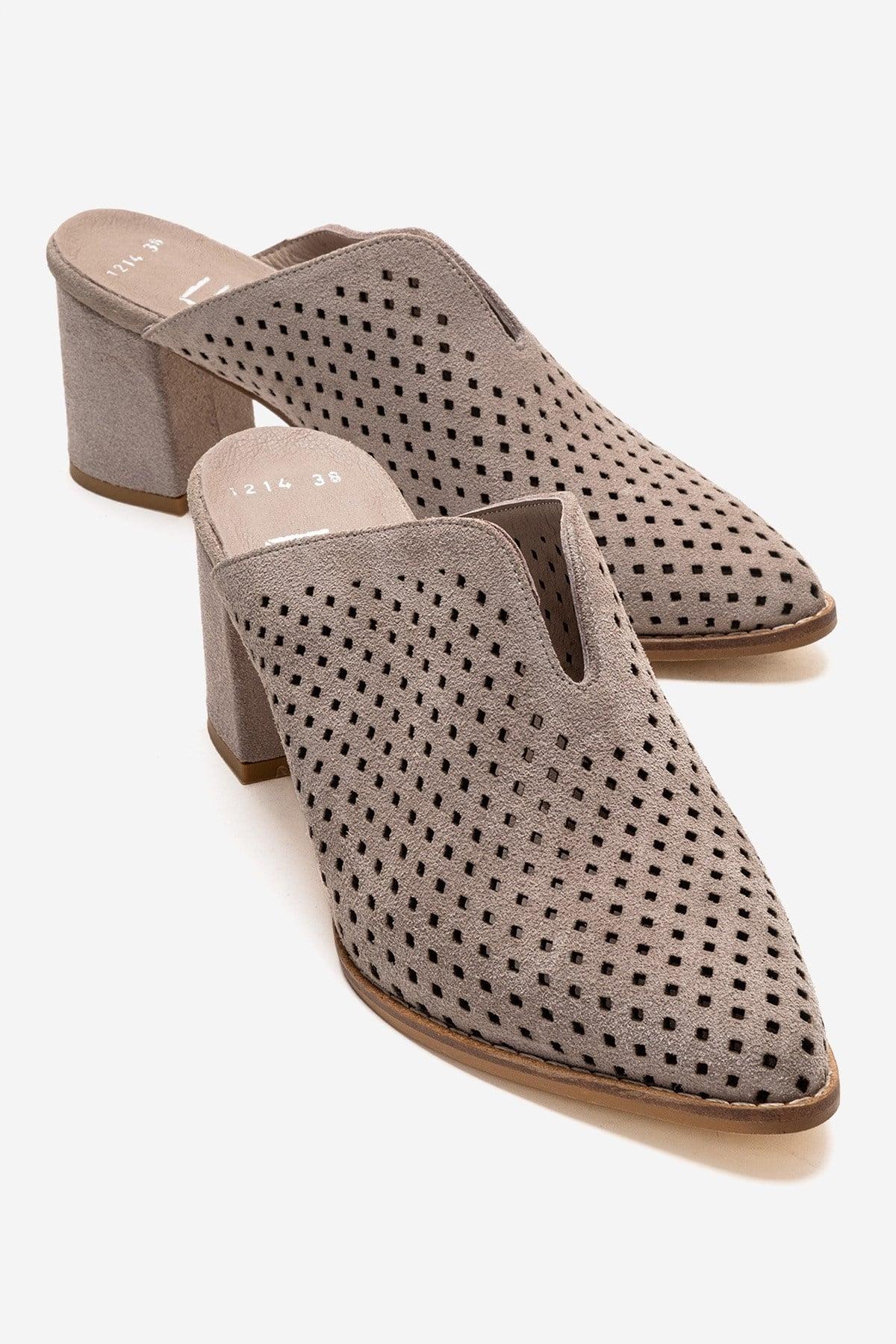Toen Leder Blockabsatz Pantolette