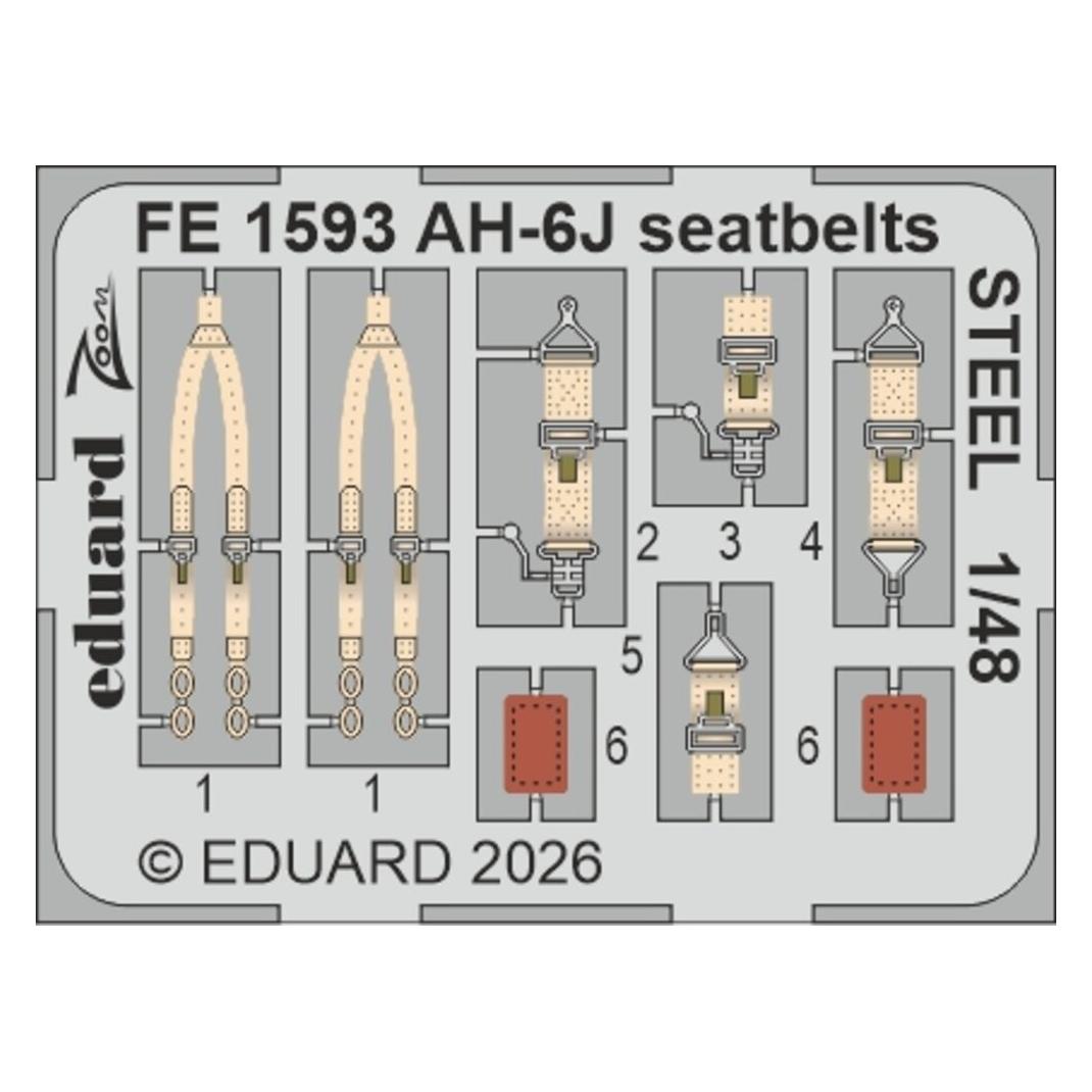 Eduard AH-6J seatbelts STEEL for ICM (FE1593)