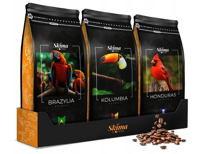 Grains de café 3X1Kg Brésil/Columbia/Honduras Arabica Frais + Offre spéciale