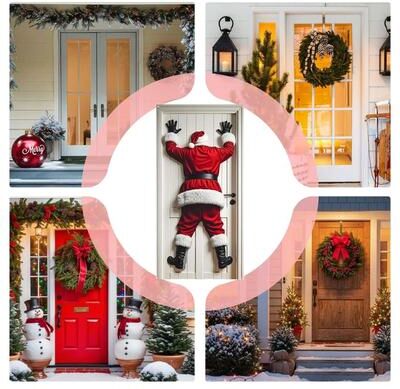 Uplifted Goods Santa Claus Christmas Door Cover Decoration 35.43in X 70.87in
