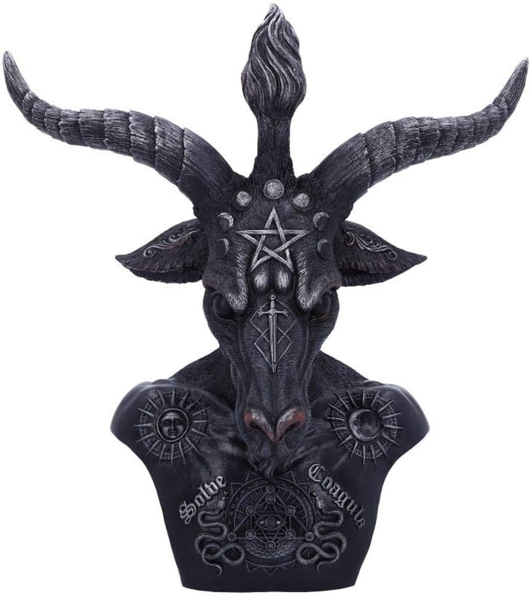 Baphomet buste decoratieve sculptuur zwart zilver Hoogte: 33 cm