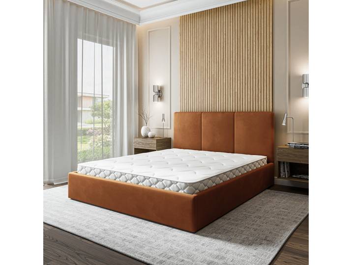 Masseno Polsterbett AZURI 120x200 cm, Polsterbett mit Bettkästen -Orange, MAGIC VELVET 2213