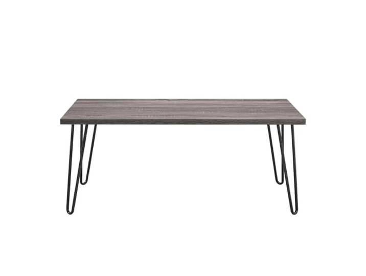 möbelando Couchtisch >Sone< Couchtisch Sone, Grau, 105x45x49 cm, robuster Holzwerkstoff, pulverbeschichtete Metallbeine, rechteckig, modernes Design, leicht montierbar, max. Belastbarkeit 18 kg.