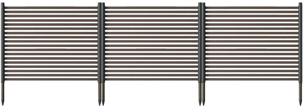 ZACOO 3-Panel No-Dig Privacy Screen – Rustproof Metal Garden Fence for Patio & Backyard, Decorative Animal Barrier & Pool Enclosure – 47"H x 9'L, Easy Insta Brown 120cm H X 270cm W X 5cm D