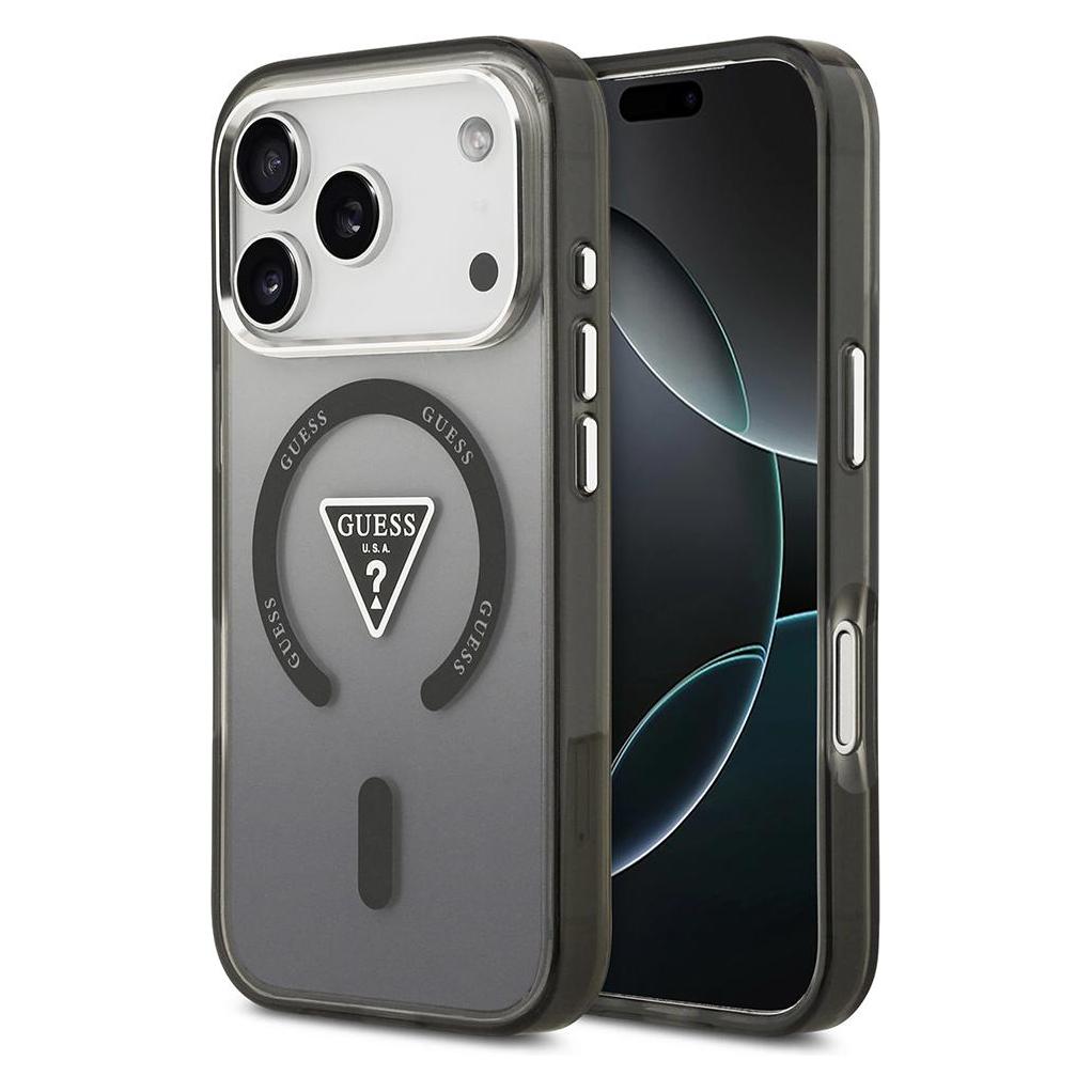 Guess Case Magsafe IML Gradient Case With Print Triangle Logo & Silver Metal Camera Buttons For iPho (Apple iPhone 17 Pro Max) (GUHMP17XHGTMLCGK)