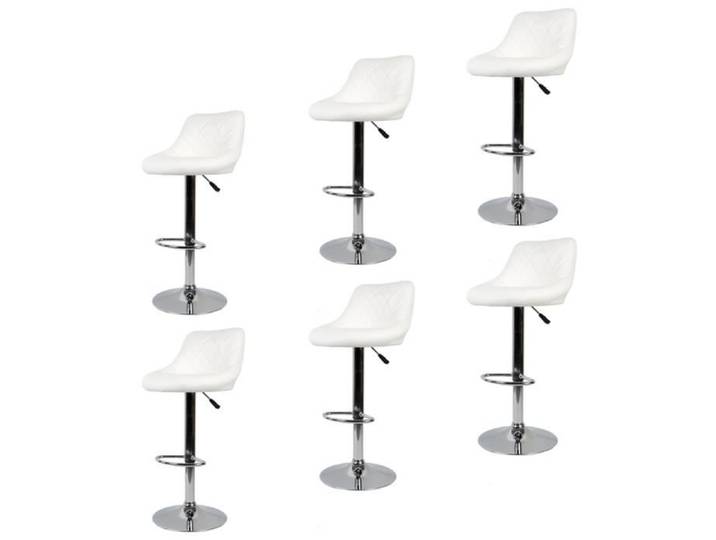 Lot de 6 Chaises de Bar HSTURYZ - Dossier Rembourré - Réglables en Hauteur 53-73cm - Blanc