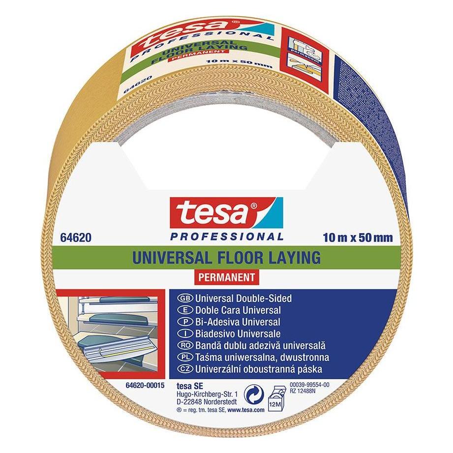 tesa Doppelseitiges Band, 50mm x 10m, Weiss (50 mm) (64620 50MM X 10 M TRANSPAR)