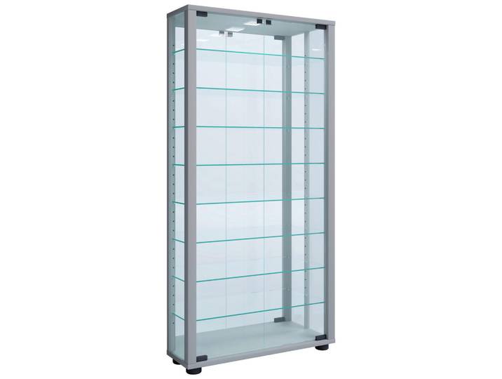 Mid.you Hängevitrine, Silberfarben, Kunststoff, 8 Fächer, 59x114.3x18 cm, Beleuchtung, Esszimmer, Vitrinen, Hängevitrine