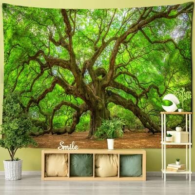 Inspired Finds Towering Forest Tree Tapestry Boho Psychedelic Wall Hanging Nature Mural 37.40x27.56in enchanted Wild