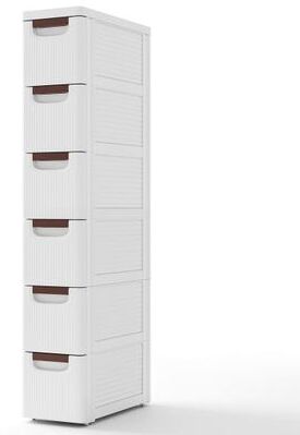 Costway 3/4/5/6-Drawer Rolling Organizer Unit Narrow Storage Cabinet with Built-In Wheels for Small Space-6-Drawer