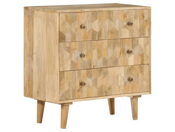 KGFHERENB Kommode Massivholz Mango 70x35x70 cm Schubladenschrank Retro Handgefertigter Beistellschrank mit 3 Schubladen für Wohnzimmer und Schlafzimmer. Stabile Ablagefläche für Dekoration.