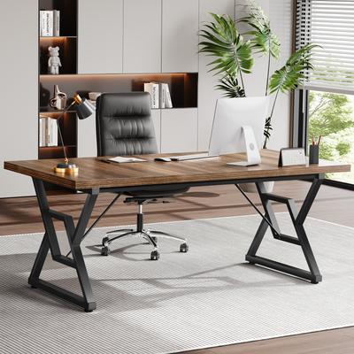 OHOHOLIVE Thicker Desktop Computer Desktop Desk Executive Desk with Z-Shaped Metal Leg Workstation for Home Office