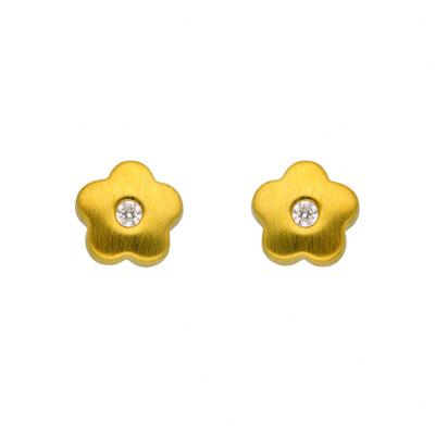 Paar Ohrhänger ADELIA´S "Blüte Ohrstecker Ohrringe 333 Gold ( 8K ) mit Zirkonia", gold, Ohrringe, Damen, Damen, Gold, Goldohrringe Blüte