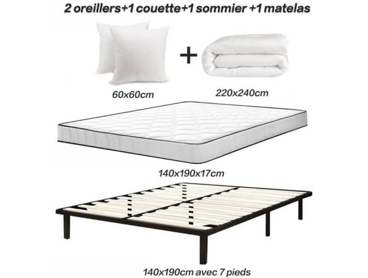 Pack Matelas + Sommier + Couette + 2 oreillers