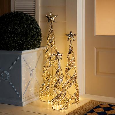 "Gold Foil Micro LED Cone Tree - 40"" - Ballard Designs"