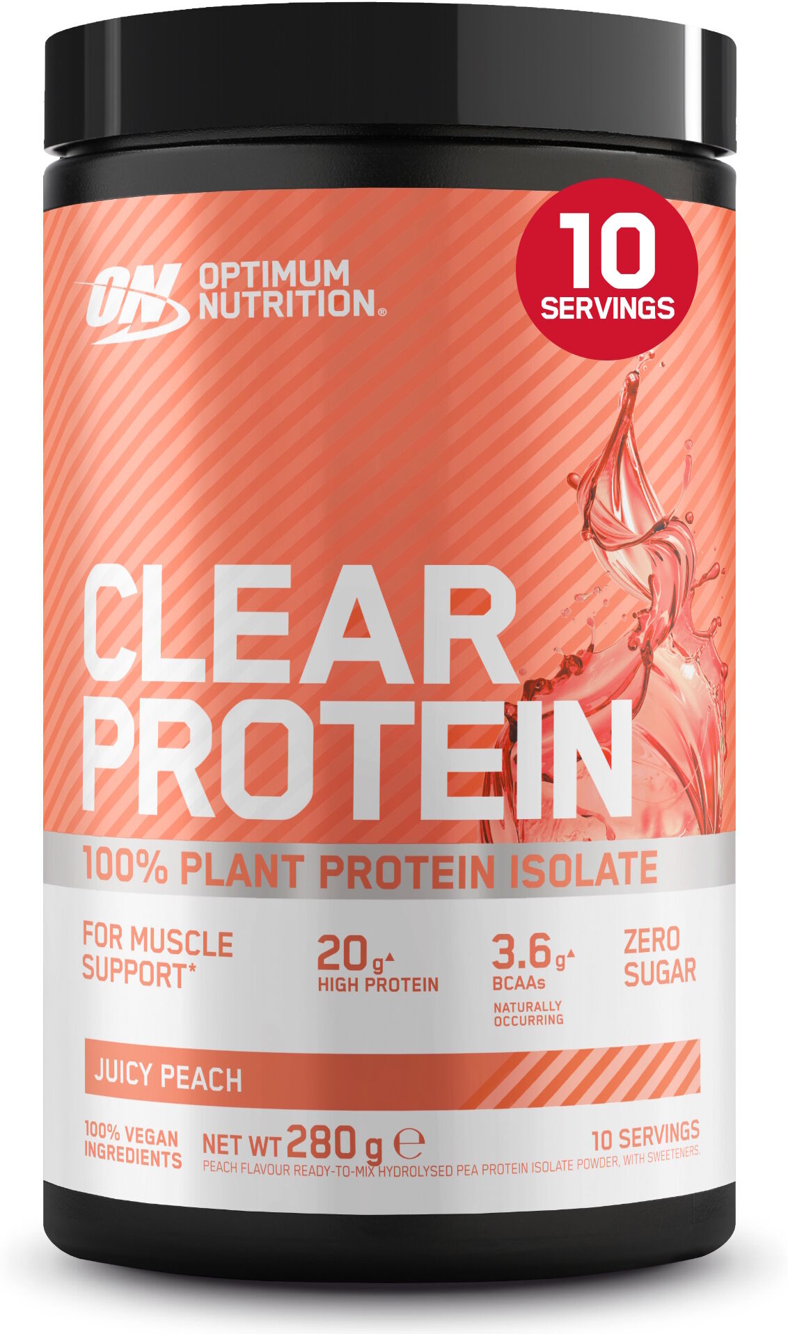 Optimum Nutrition Clear Protein 100% Plant Protein Isolate- Juicy Peach 280 g