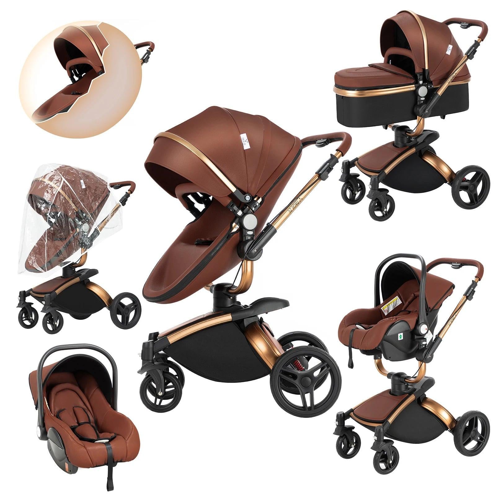 Selius Kinderwagen - Multifunctioneel 3-in-1 systeem met opbergruimte - Zwart