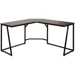 Décoshop26 - Eckschreibtisch/Computertisch 76x140x140 cm Metall und dunkelbraunes MDF 04_0006039 04_0006039