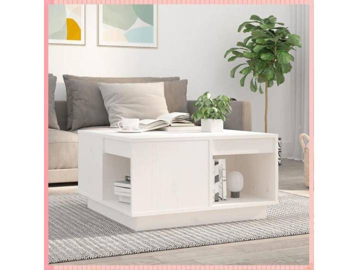 table basse - 60x61x32cm - Design Contemporain - Classique et Raffiné - Moderne et Pratique - Blanc - Pour Salon