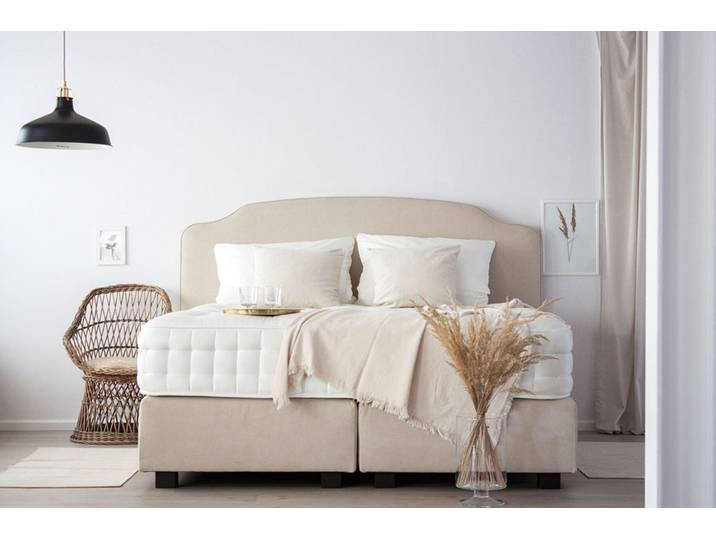 Boxspringbett RENAISSANCE 160x200 cm - verschiedene Farben und Bezüge verfügbar - mit Matratze - mit geschwungenen Ecken am Kopfteil