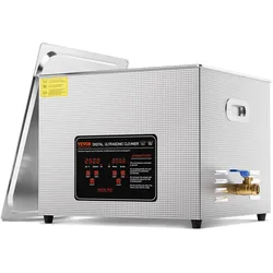 VEVOR Ultraschallreiniger 15 L professionelle 360 W Reinigungsmaschine mit Timer & Heizung, digitaler 40 kHz Ultraschallreiniger mit Korb für Uhrgläser Schmuckhalter Industrieteile Werkzeuge Silber