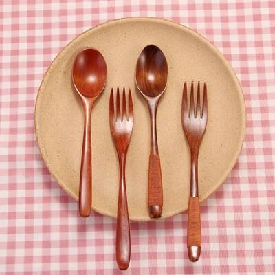 Modern Mode Marketplace Premium Wooden Spoon & Fork Dinnerware Set For Home & Gifts e