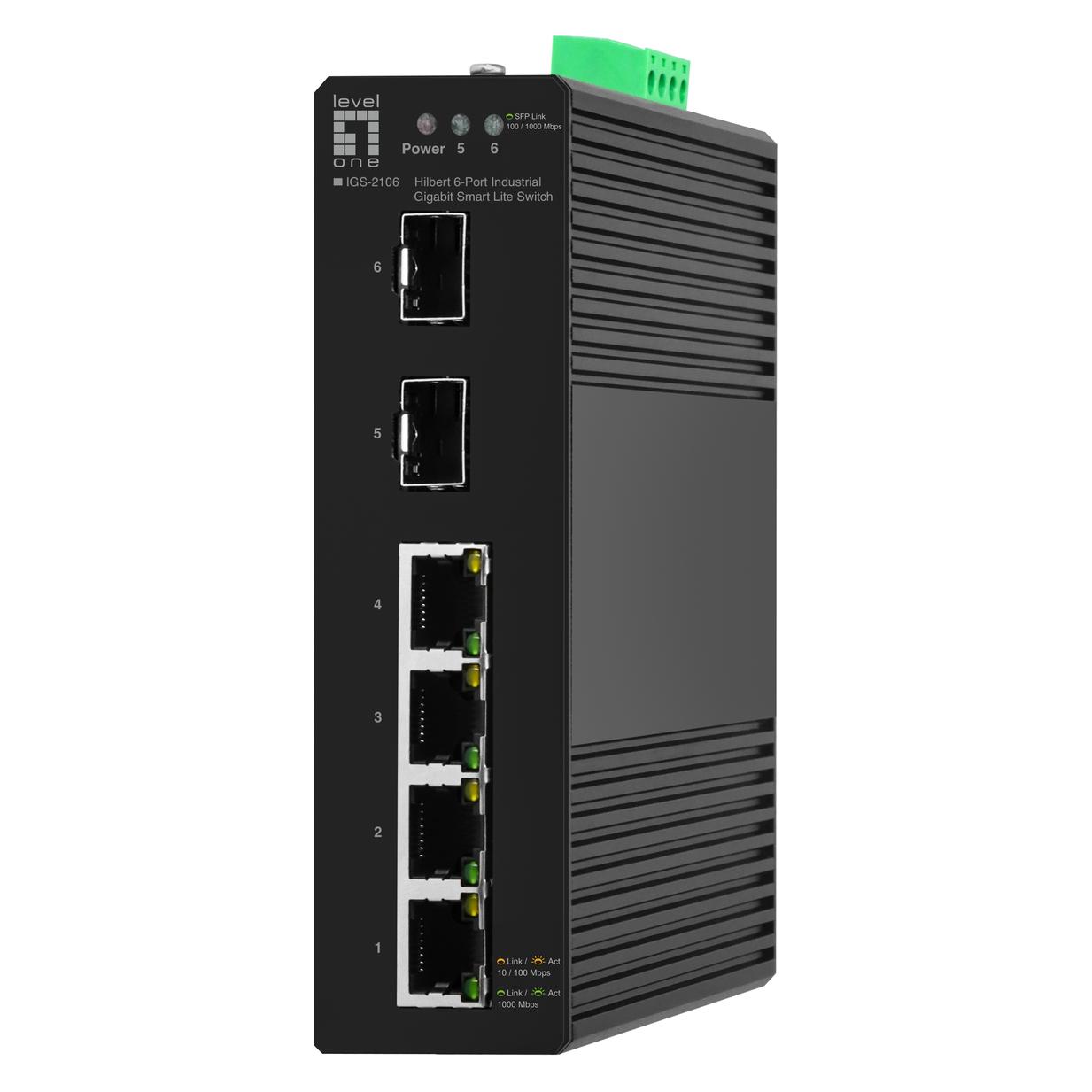 LevelOne Switch 6x GE IGS-2106 2xSFP, 4xRJ45 schwarz (6 Ports) (IGS-2106)