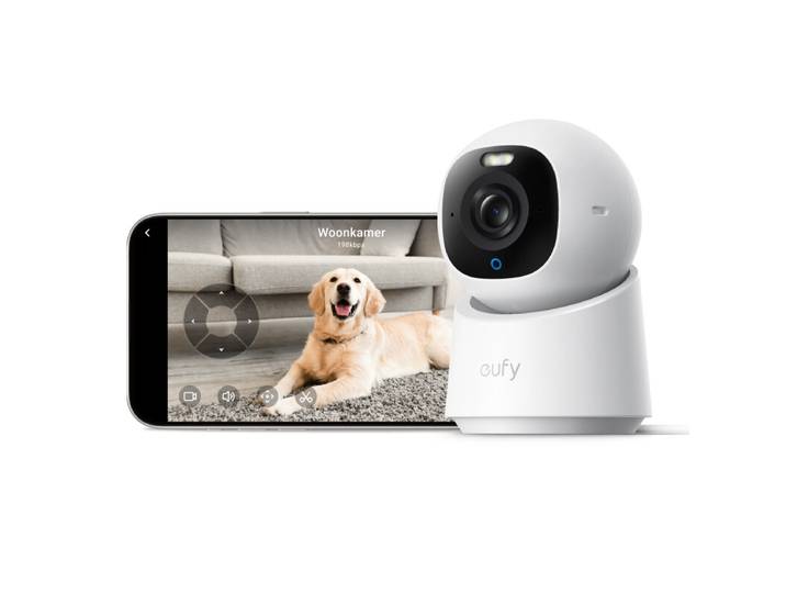 eufy Security E30 Caméra d'intérieur Caméra de surveillance 4K UHD Rotation et inclinaison à 360° Vision nocturne couleur Détection IA Suivi automatique Fonctionne avec Homekit
