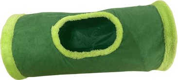 Daily Deals Depot Collapsible Cat Winter Suede Tunnel Interactive 2 Way & 3 Way Play Chase Hide Tunnel For Puppy, Rabbit & Kitten short Tunnel Green