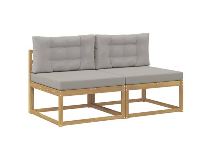 Coespram 2er Set Mittelsofa Outdoor aus Akazienholz Garten Sofamodul Weiß Modulares Design aus massivem Akazienholz mit bequemen Polstern für Flexibilität auf Terrasse, Balkon und im Garten.