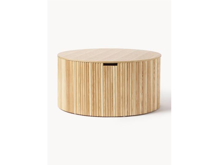 Runder Holz-Couchtisch Nele mit Stauraum