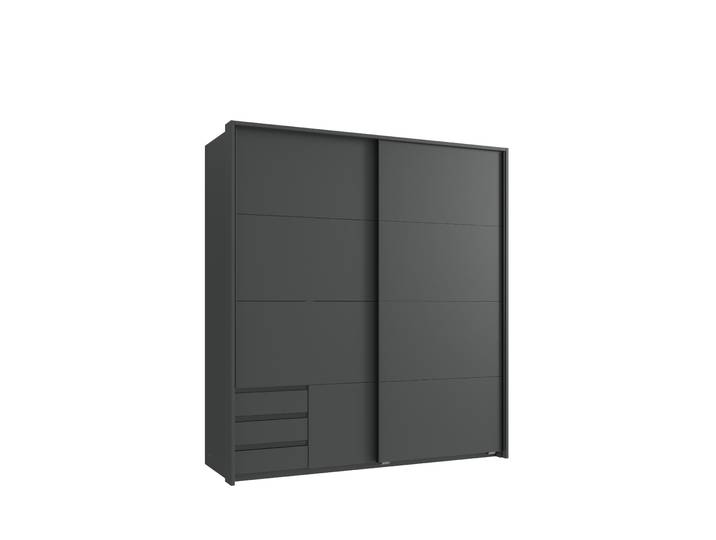 Schwebetürenschrank 2-trg. Kleiderschrank 183 cm Grafit Außenschubladen Passepartout / 22700