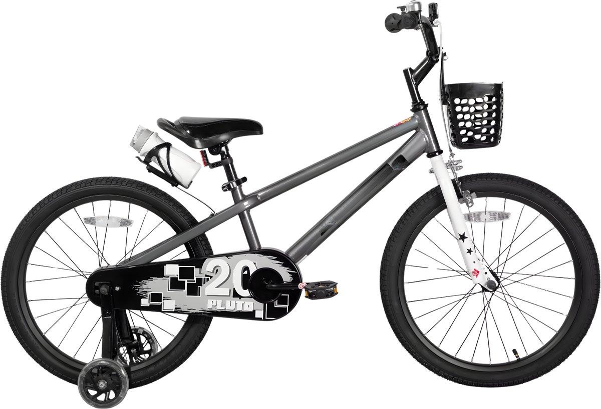 Kinderfahrrad 51 cm - 8-12 Jahre - mit leuchtenden Stützrädern & DIY Stickern - Grau