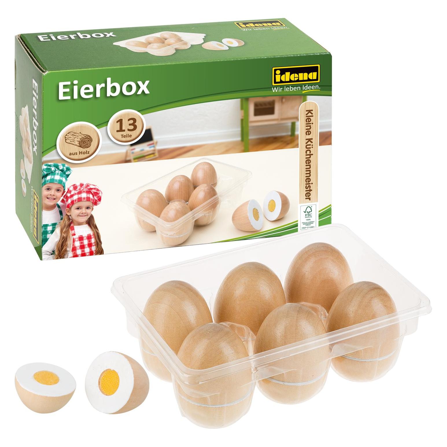 Idena Eierbox 6 Eier Holz schneidbar FSC100% (820529)