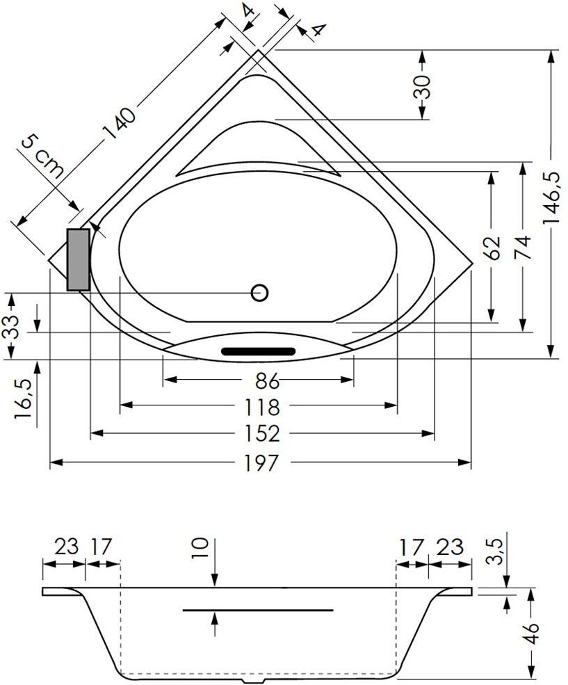 Repabad Taurus 140 Eck-Badewanne