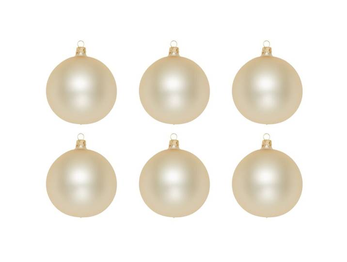 Weihnachtskugel 6er-Set Uni creme - Material: Glas - 949