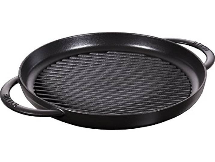 STAUB rund 30 cm Grillpfanne, Gusseisen, schwarz