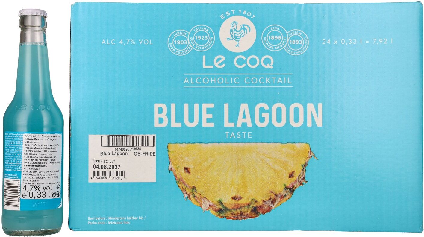 Le Coq BLUE LAGOON 4,7% Vol. 24x0,33l
