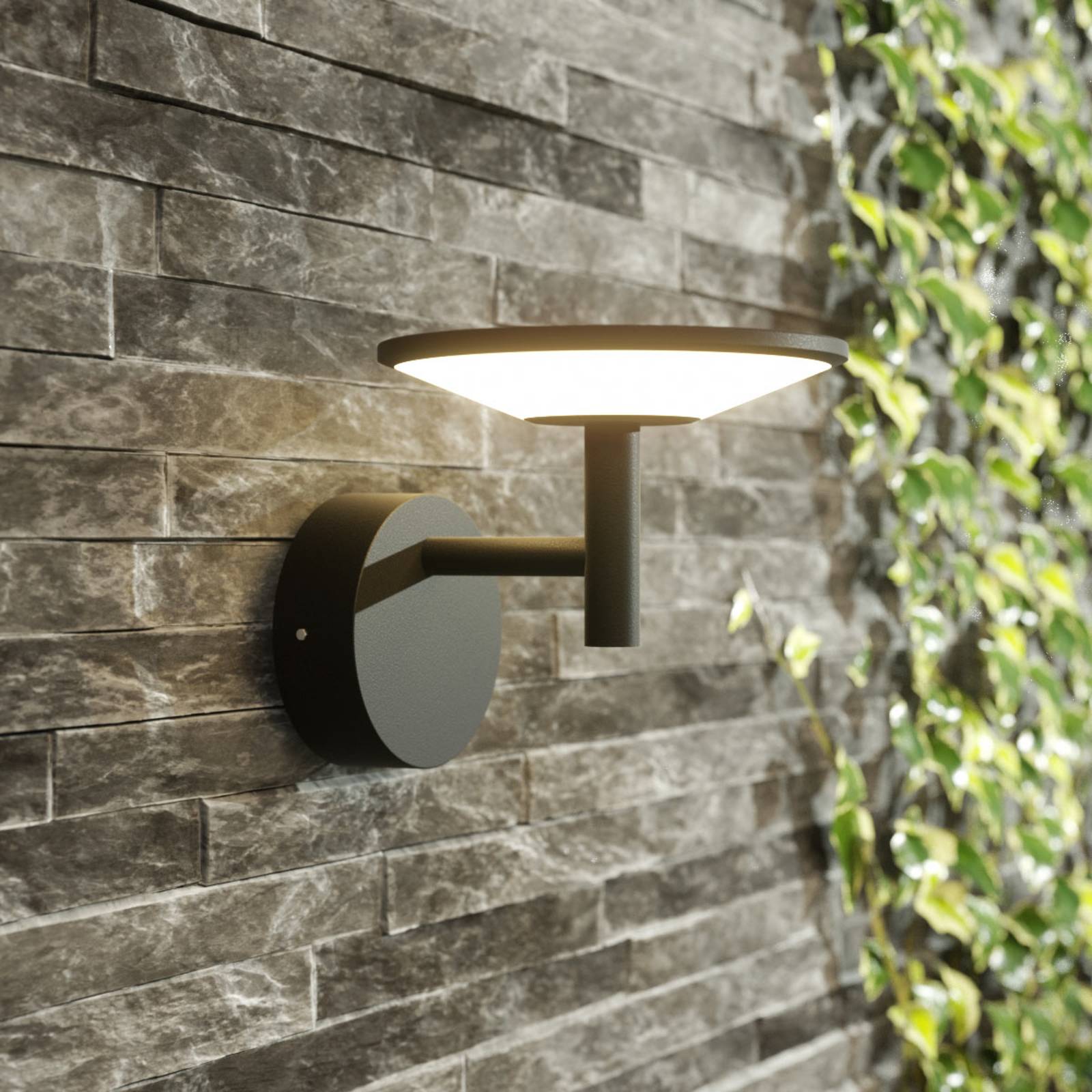 LED Outdoor Wall Light Fenia Lucande, Black, Aluminium, Modern, Outdoor Wall Light