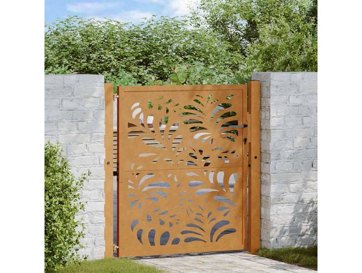 vidaXL Gartentor 100x100 cm Verwitterungsstahl Wellendesign