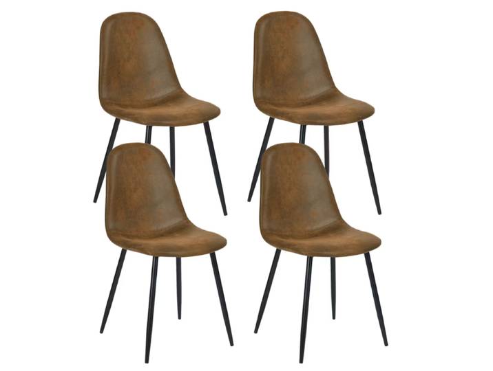 URBAN MEUBLE Eetkamerstoelen 4-delige set van suède en ijzer