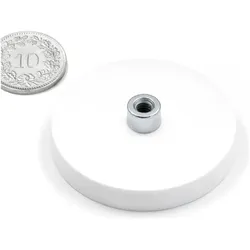 6x Supermagnete, Magnet, Magnetsystem rund gummiert mit Gewindebuchse (1x)