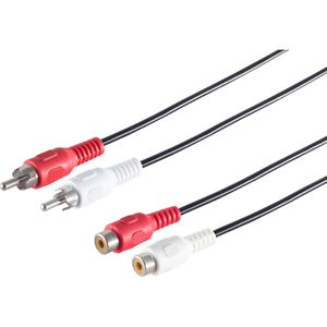 S-Conn Audiokabel 40202, 1,5m, 2x Cinch / 2x Cinch-Buchse, Stereo