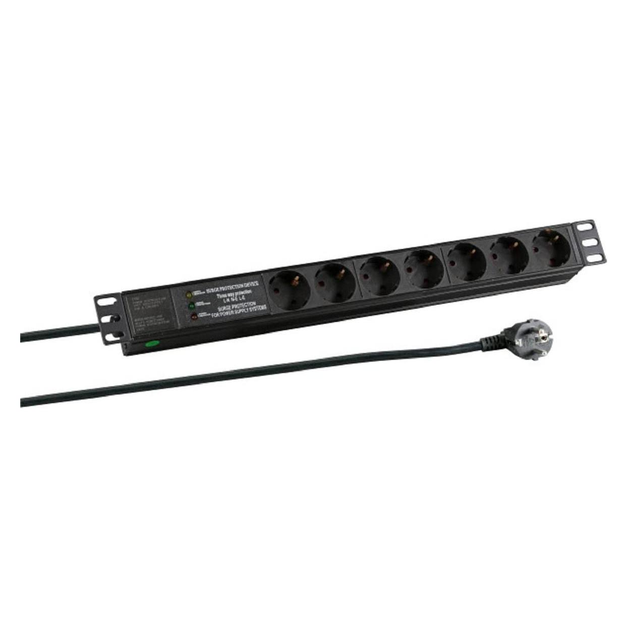 EFB Elektronik 1HE Steckdosenleiste 7xCEE 7/3, ÜSS, Alu (7x, CEE 7/3, 2 m) (EK631DE.3GR)