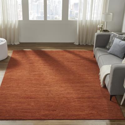 KALATY Axim Rust Solid Hand Knotted Wool Area Rug