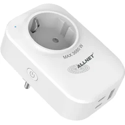 Allnet, Smart Plug, ESP32 WiFi Schaltsteckdose ALL3079 inkl. Strommessung & USB-Ladegerät, 2in1 WIFI-Smart-Plug