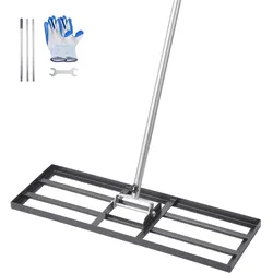 VEVOR Rasenrakel mit 213 cm Stiel, 762x254 mm Bodenplatte, Nivellierrechen aus Karbonstahl, Levelingrake, Rasen-Nivellierungsrechen für Rasenpflege, Rasen-Nivellierungsrechen, Hof und Golfplatz