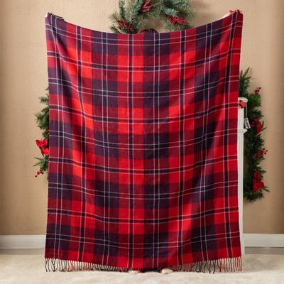 Glitzhome 50 x 60 Knitted Acrylic Plaid Woven Throw Blanket with Tassels
