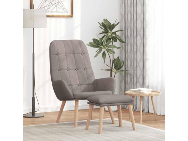 HEFZGDB Relaxsessel mit Hocker Taupe Stoff für Wohnzimmer und Büro, Bequemer Sessel mit Fußhocker aus strapazierfähigem Polyestergewebe, Robustes Gestell aus Sperrholz und Metall,
